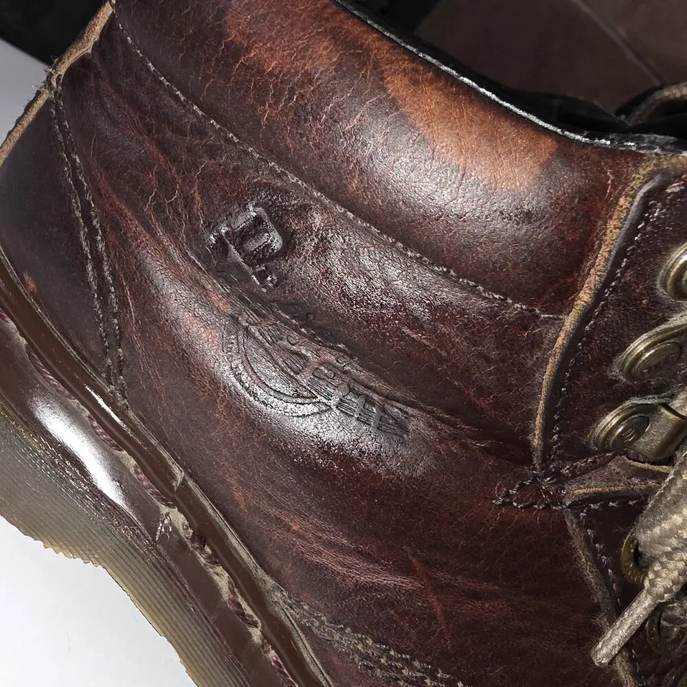 DR MARTENS ENGLAND #8287 4UK/6US Vintage Distressed Brown Leather Ankle Boots